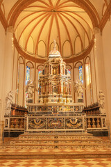 VICENZA, ITALY - NOVEMBER 7, 2023: The marble main altar of the church Chiesa di Santa Corona by Corbarelli (1667-1669).