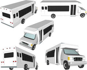 Vector sketch illustration of commercial passenger caravan car public transport design