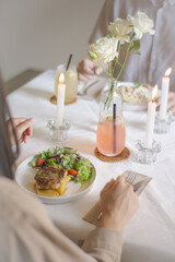 dinner in a restaurant