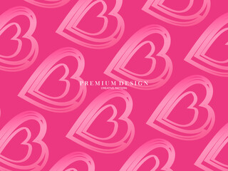 Pink heart background with modern concept. Romantic cute background.