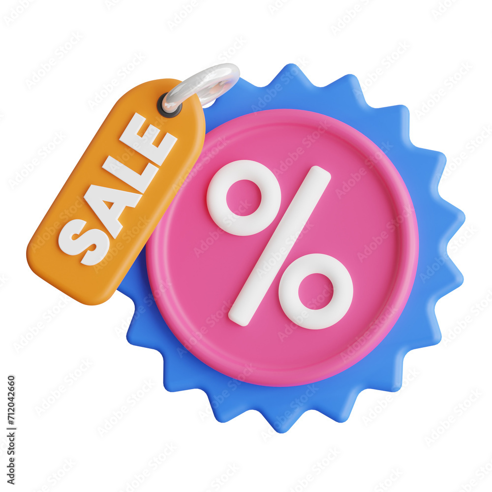 Poster 3d sale model discovering deals that delight. 3d illustration, 3d element, 3d rendering. 3d visualiz
