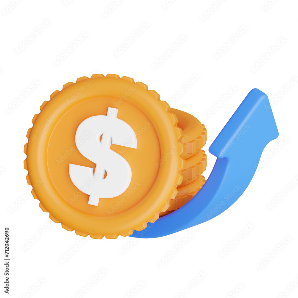 Poster 3d profit model navigating financial success with precision. 3d illustration, 3d element, 3d renderi