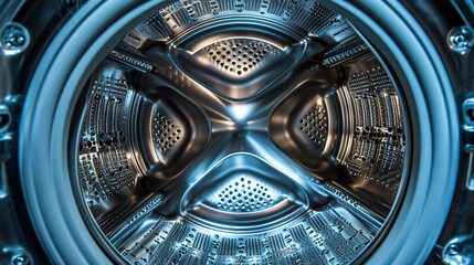 inside the front load washing machine drum. Ai Generative - obrazy, fototapety, plakaty