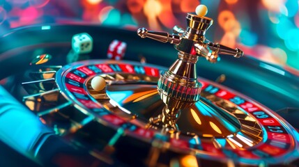 Close-up of a Spinning Roulette Wheel in Casino, Excitement of Gambling and Luck Concept