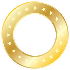 gold circle frame with star 3D realistics transparent background