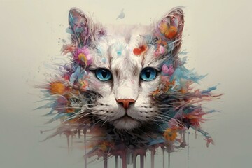 manipulated feline artwork. Generative AI