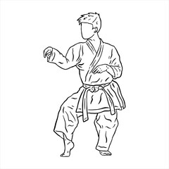 illustration of karate line art vector