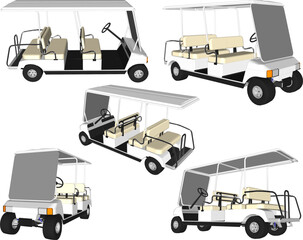 Vector sketch illustration of golf cart design for playing on the golf course - obrazy, fototapety, plakaty