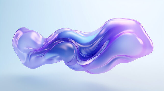blue and purple gradient color floating liquid blob 3d rendering