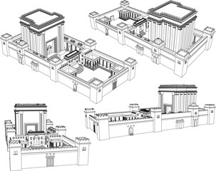 Vector sketch illustration of Herods Temple in Jerusalem design © nur