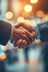 Businessmen making handshake with partner, greeting, dealing, merger and acquisition, business joint venture concept, for business, finance and investment background, teamwork and successful business