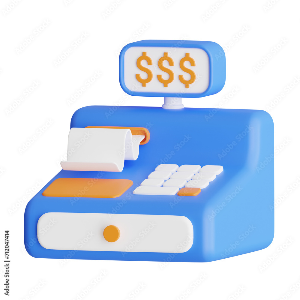 Poster 3d cash register model simplifying transactions for seamless checkout. 3d illustration, 3d element, 