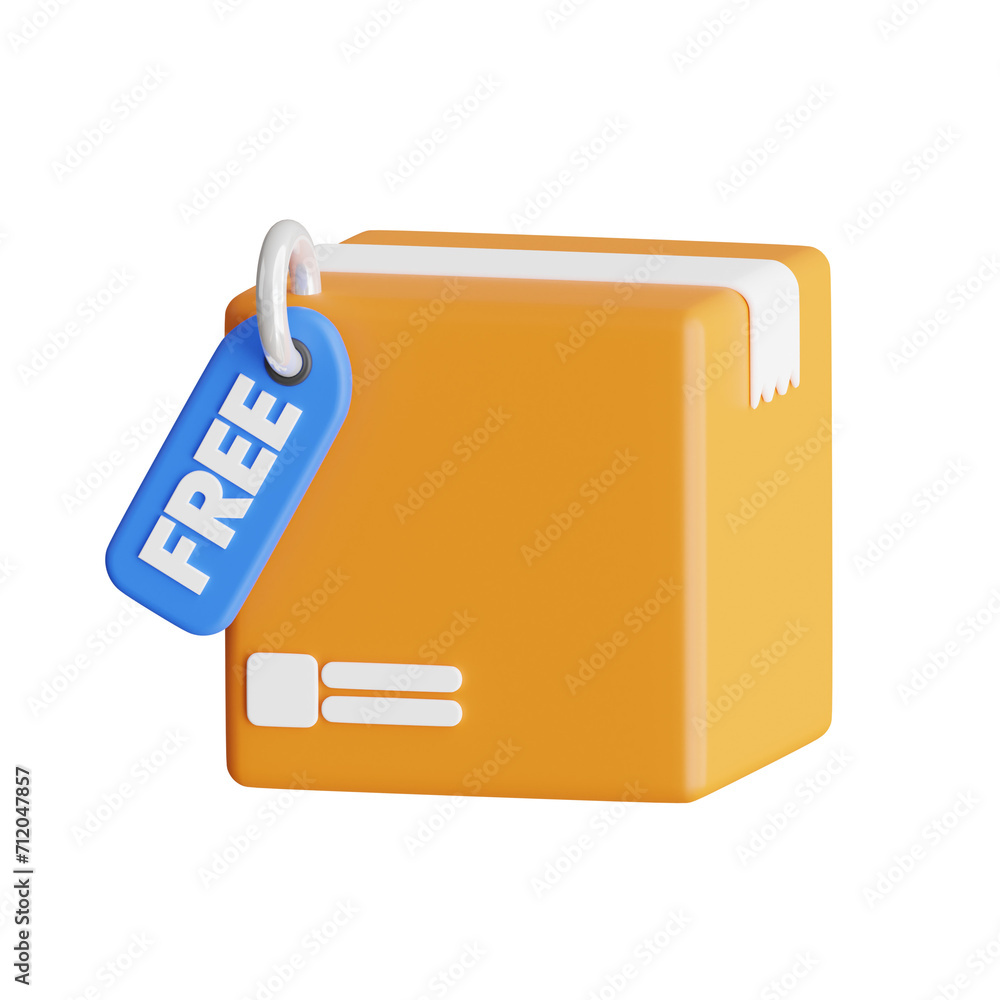 Aufkleber 3d free delivery model maximizing savings with shipping benefits. 3d illustration, 3d element, 3d re