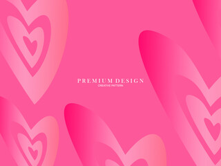 Pink heart background with modern concept. Romantic cute background.