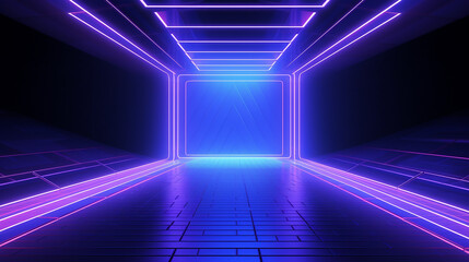 blue neon abstract background ultraviolet 3d render