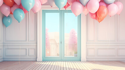 Celebration background with balloon decoration with copy space