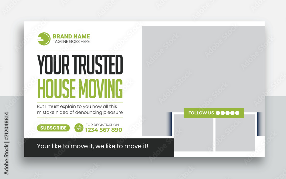 Canvas Prints moving service and delivery shipment youtube thumbnail and web banner template design