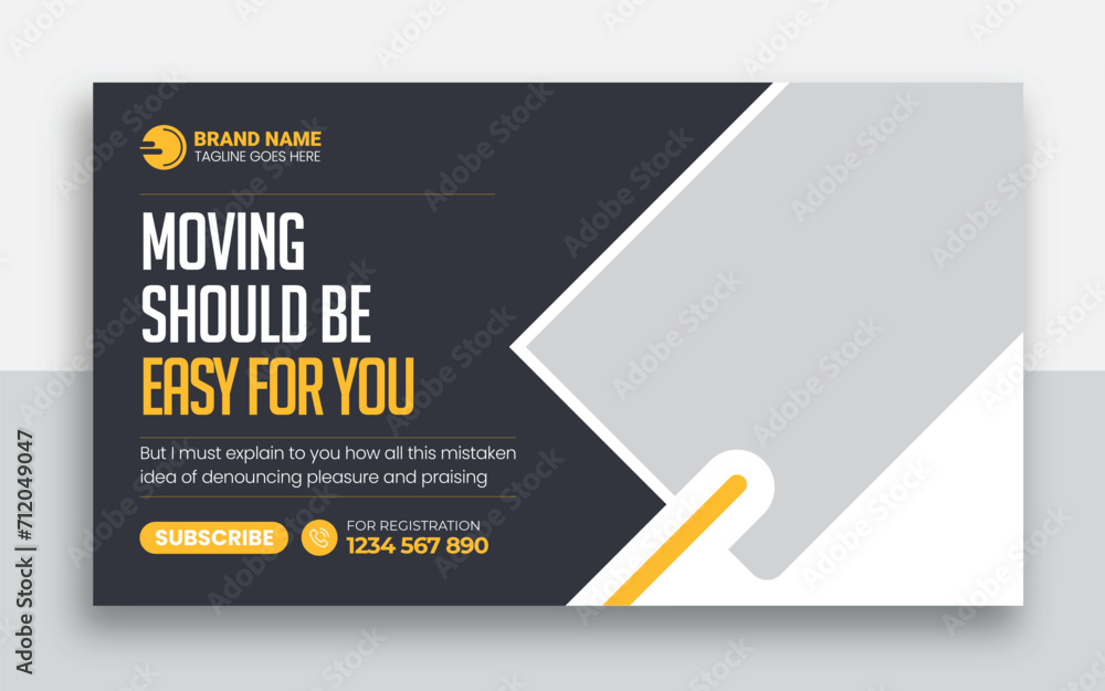 Wall mural moving service and delivery shipment youtube thumbnail and web banner template design