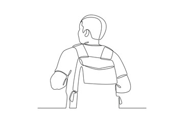 One continuous line drawing of Student life concept. Doodle vector illustration in simple linear style.