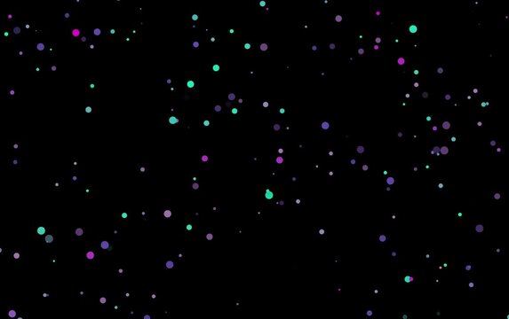 Illustrative animation of colorful bubbles shining on the empty black background Sample dots