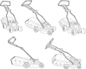 Vector sketch illustration of lawn mower design 