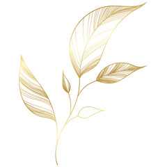 hand drawn golden leaf branch