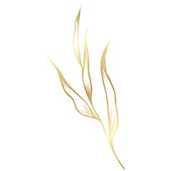 hand drawn golden leaf branch