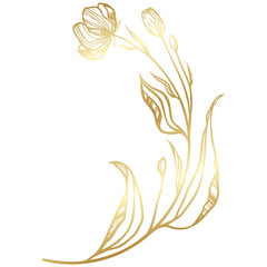 hand drawn golden leaf branch