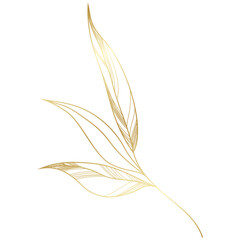 hand drawn golden leaf branch