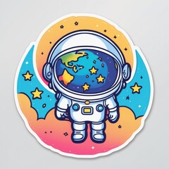 An astronout with earth and moon background. 