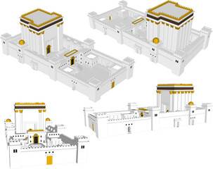 Vector sketch illustration of Herods Temple in Jerusalem design