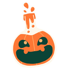 illustration of an orange poison solution in a scary bottle. halloween icon flat vector illustration 