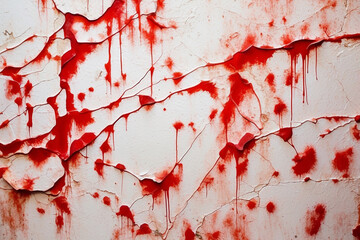 Texture of blood stains on the wall. Blood stained dirty wall background.