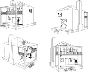 Vector sketch illustration of old haunted house perspective design for halloween 