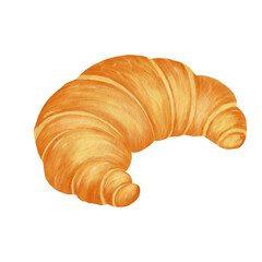 Delicious French Croissant. Hand drawn watercolor food illustration.