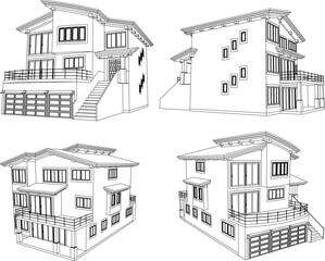 Vector sketch illustration of modern minimalist home design