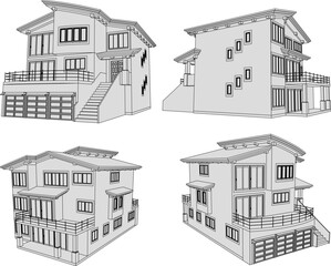 Vector sketch illustration of modern minimalist home design © nur