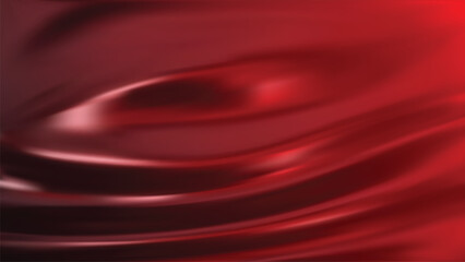 Abstract dark red gradient background with red light. Minimalistic subtle wavy red silk texture. 3D vector illustration.