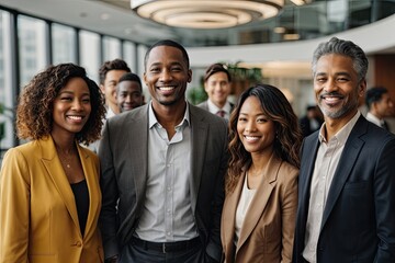 Diverse Group of Office People in Meeting Room Different Races Men Women Businesspeople Asian Black African American White Caucasian Hispanic Harmony Unity Generative AI