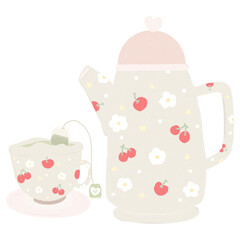 Cherry teapot and cup set