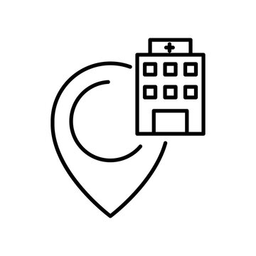 hospital pin line icon logo vector image