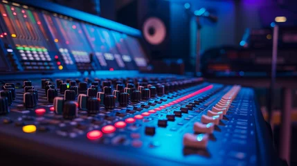 Fototapeten Sound recording studio. Mixer equipment. Music and sound concept. © Henryz