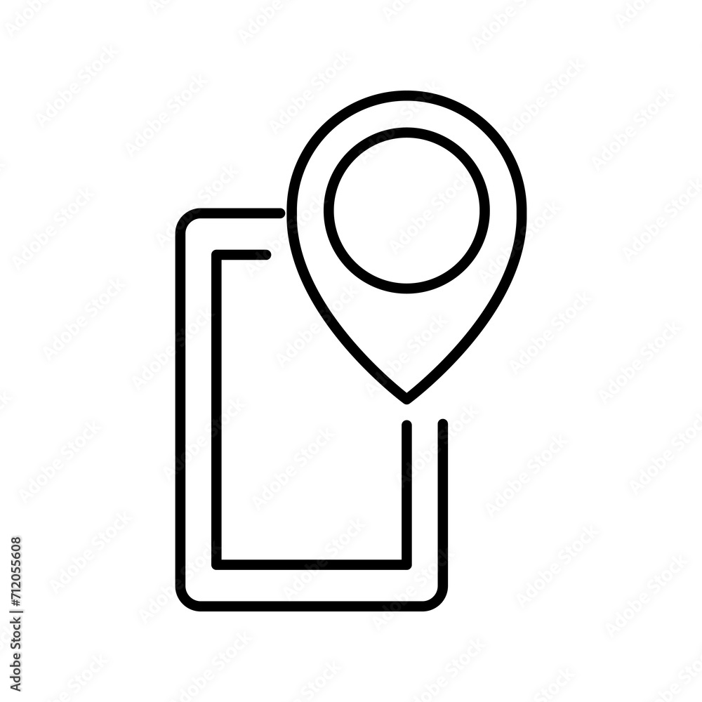 Sticker smartphone pin line icon logo vector image