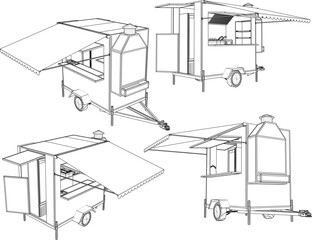 Vector sketch illustration of portable street vendor cart design