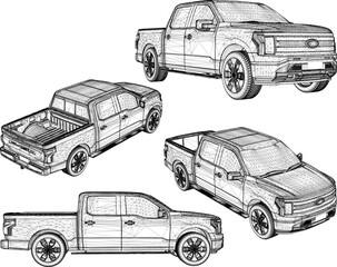 Fototapeta premium Vector sketch illustration of premium pickup car design