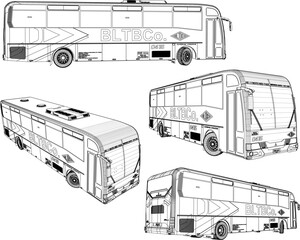 Vector sketch illustration of public bus transportation car design