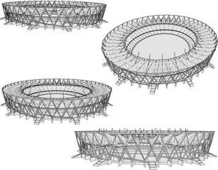Vector sketch illustration of technical design of grand and modern stadium