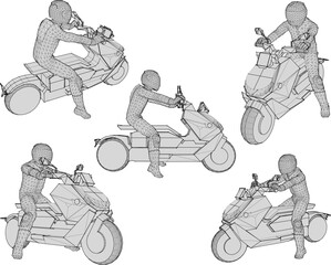 Vector sketch illustration of the design of a big motorbike racer ready to compete 