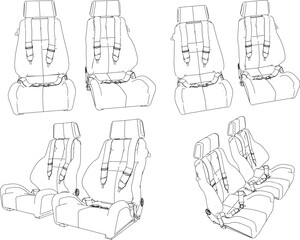 Vector sketch illustration of sport racing car seat design