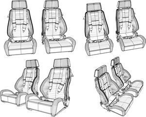 Vector sketch illustration of sport racing car seat design © nur